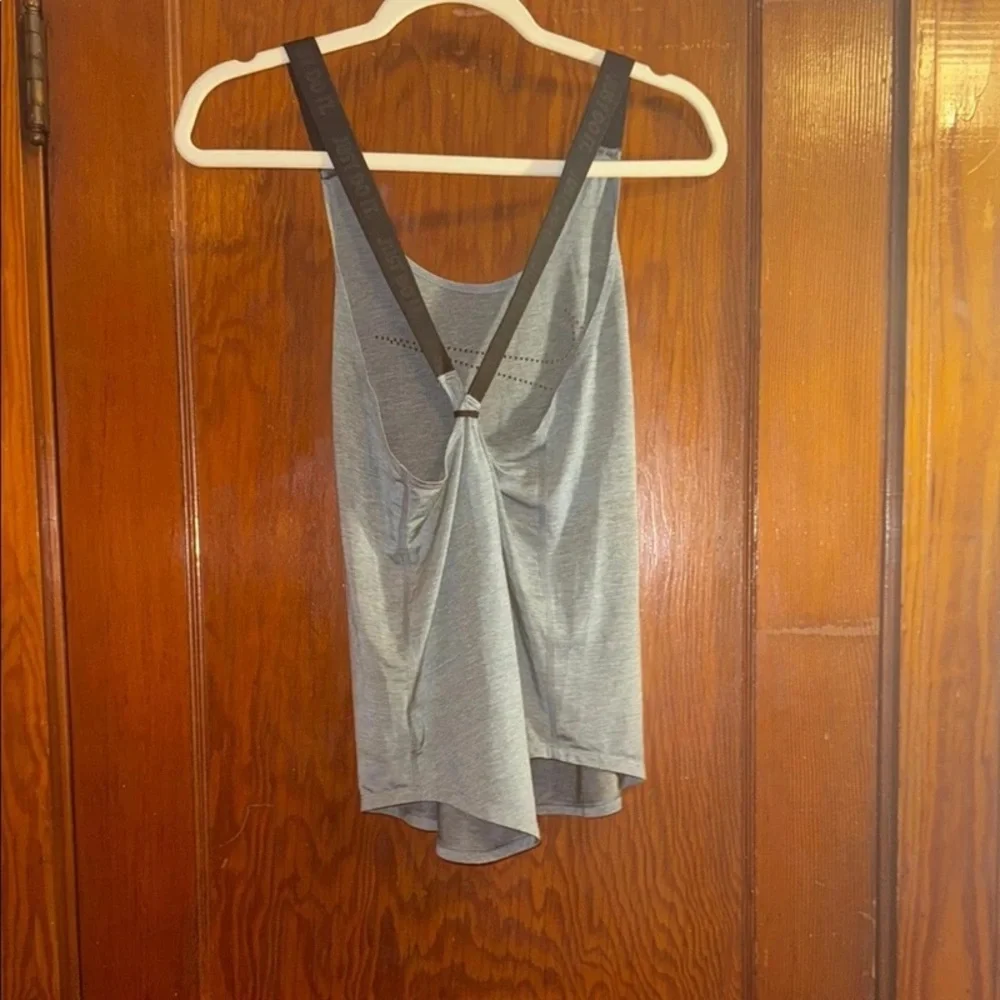Nike Gray Tank with Black Straps and Perforated Swoosh